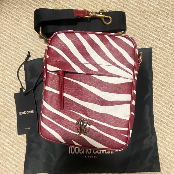SOLDOUT New Roberto Cavalli Zebra Print Camera Bag Men - Picture 2 of 10